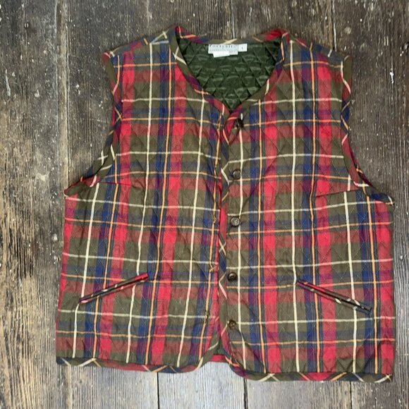 VTG Plaid Vest Lined Northern Isles Women’s L button up Classic Tailored - Picture 1 of 7